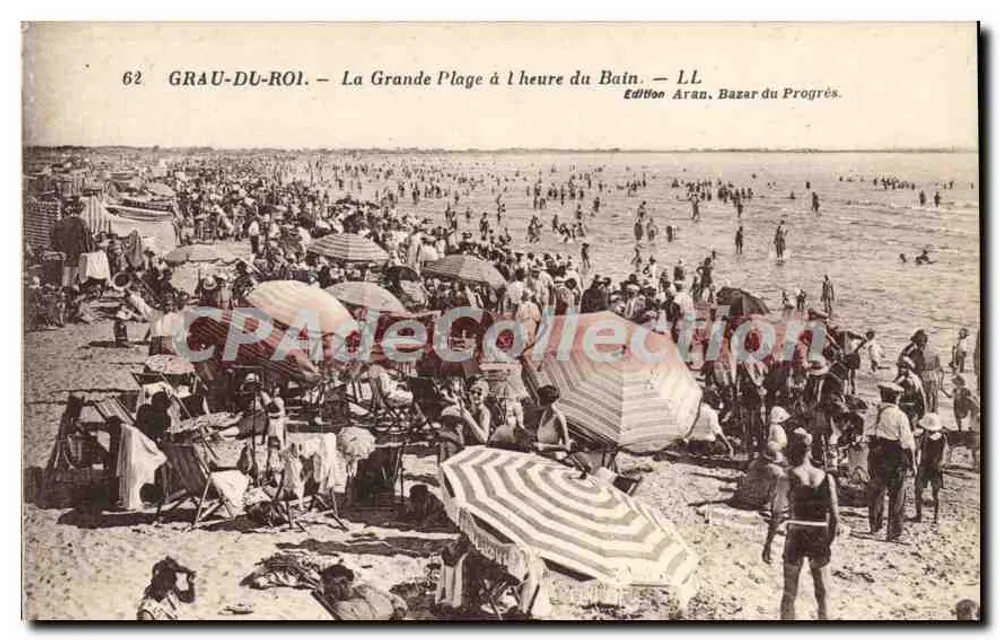 Grau-du-Roi — Die Grande Plage zur Badezeit — Edition Aran, Bazar du Progrès - Vorderseite