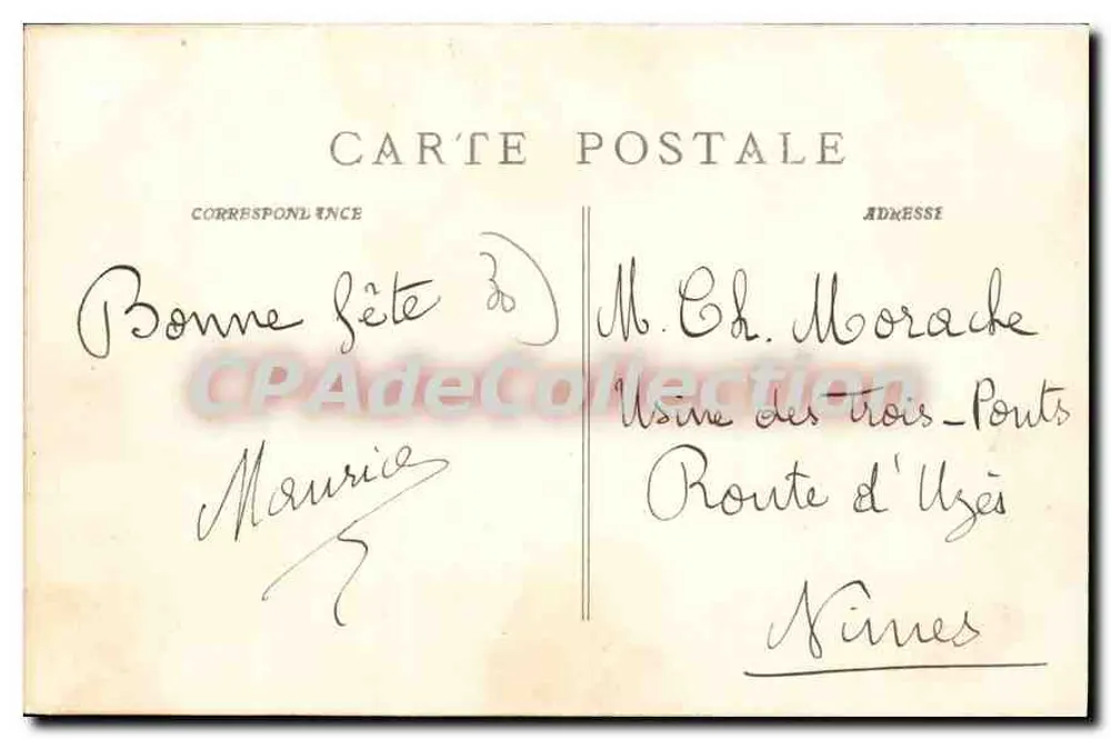 Nîmes - Square Antonin — estátua central, edifícios e árvores — P. Ruat, editor, Marselha, n° 4798 - Verso