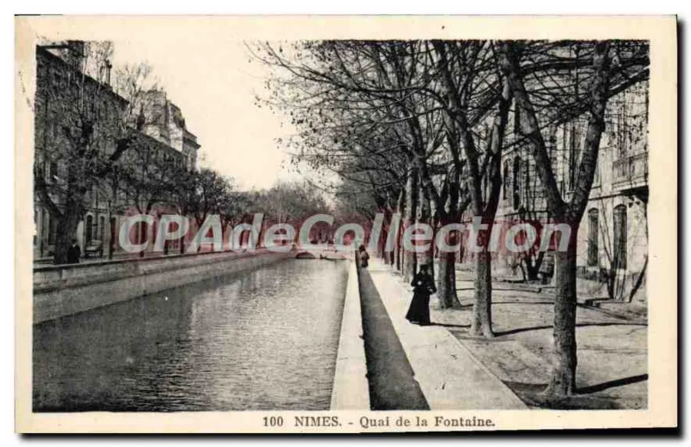Nîmes - Quai della Fontaine — Cartolina d'epoca n°100, editore Nîmes - Recto
