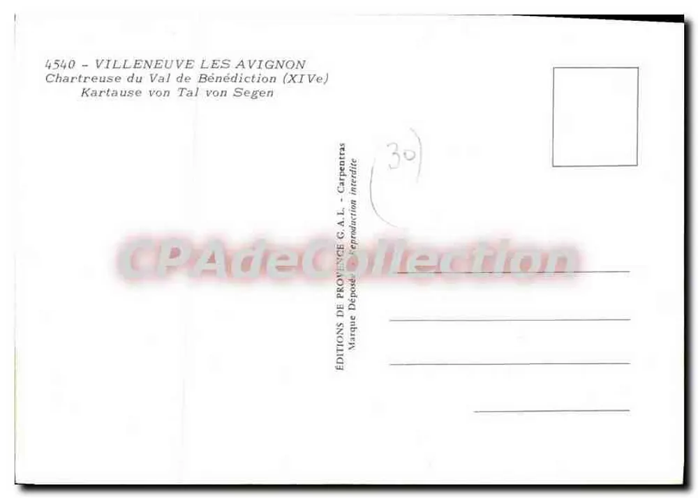 Villeneuve-lès-Avignon — Cartuja del Valle de Benedictina (siglo XIV) — Éditions de Provence G.A.L. - Reverso
