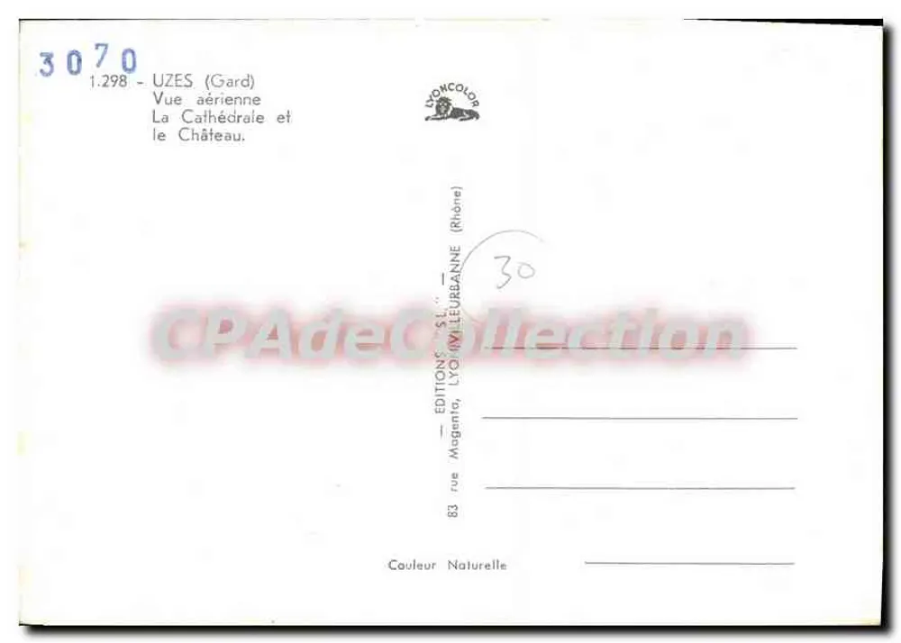 UZES (Gard) — Luftbild der Kathedrale und des Schlosses — Lyoncolor Editions - Rückseite