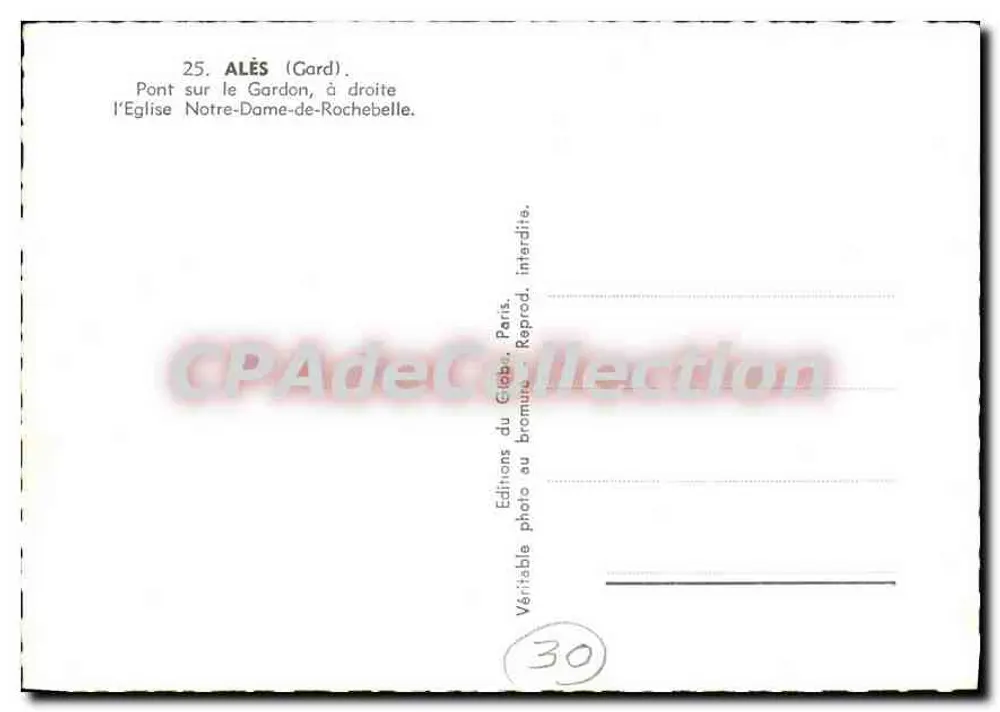 Alès (Gard) — Pont sobre o Gardon, à direita a igreja Nossa Senhora de Rochebelle — Éditions du Grébo, Paris - Verso