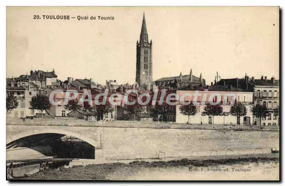 Toulouse — Quai de Tounis — Édit. F. Fourim, Toulouse - Frente