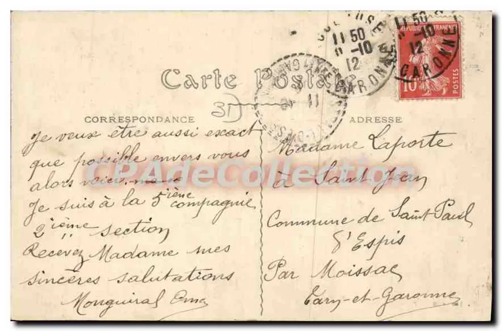 Toulouse — Kasernen des 83. Infanterieregiments — Amietean, Paris — Dépose - Rückseite