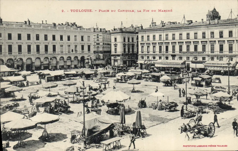 Toulouse - Place du Capitole, Ende des Marktes — Phototypie Labbude Frères Toulouse, n°2 - Vorderseite