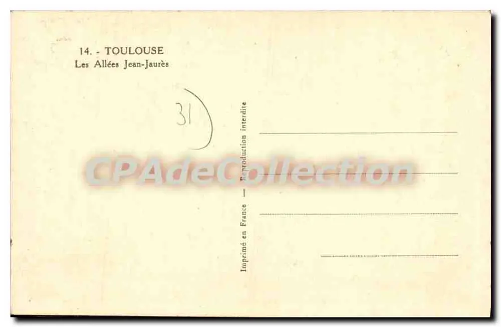 Toulouse — Les Allées Jean-Jaurès — In Frankreich gedruckt - Rückseite