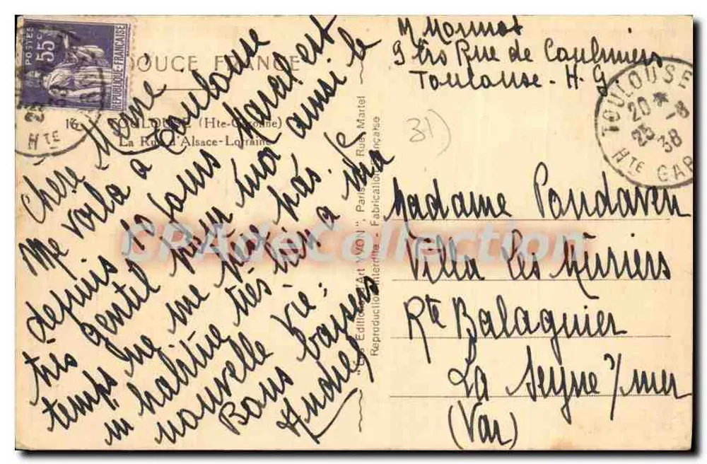 Rue de la République em Toulouse — vista de rua com trem — editor Paris, n°761 - Verso