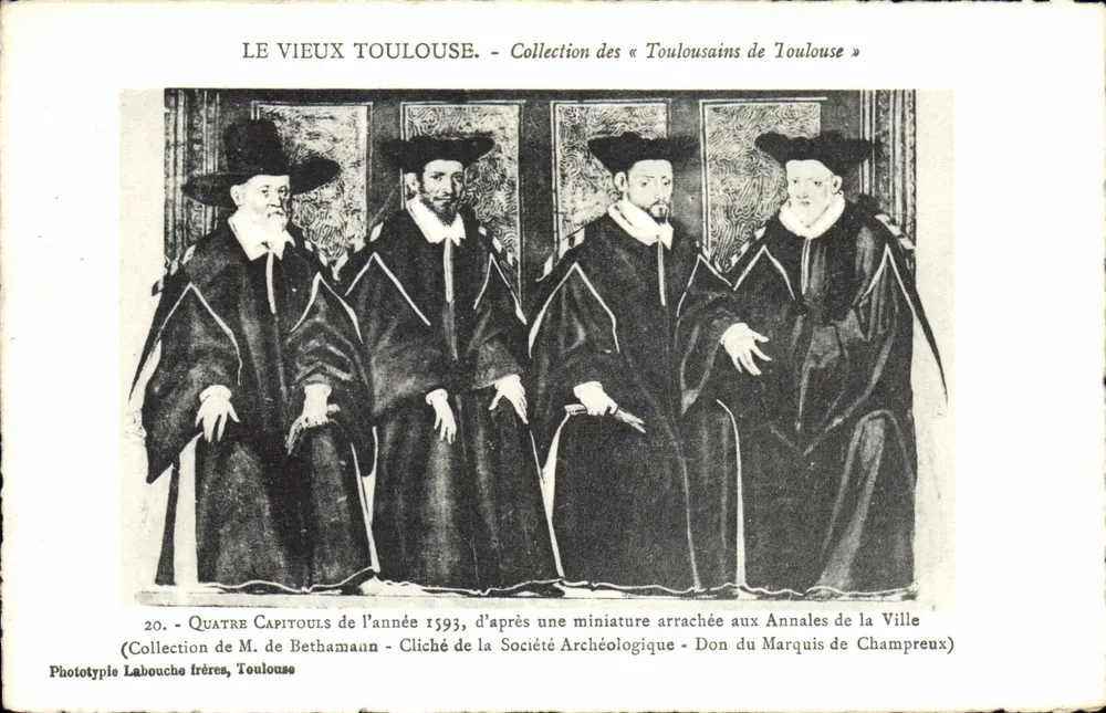 Vier Capitouls des Jahres 1593 — Sammlung der « Toulousains de Toulouse » — Phototypie Labouche Frères, Toulouse - Vorderseite