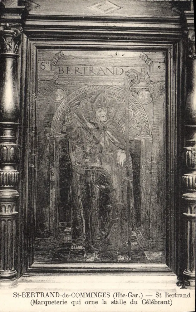 St-Bertrand-de-Comminges (Hte-Gar.) — St Bertrand — Marqueteria ornando a stalle do Célébrante - Frente