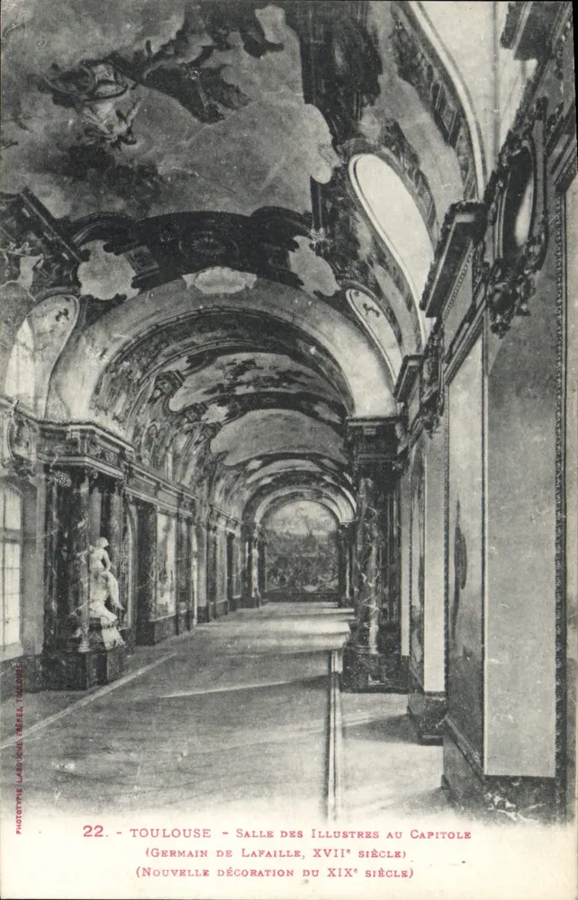 Toulouse - Sala dos Ilustres no Capitólio — Germain de Lafaille, século XVII (Nova decoração do século XIX) — Fototipo Ladouche, Toulouse, n°22 - Frente