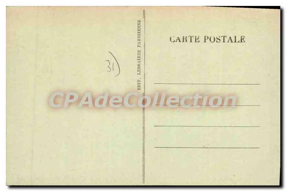 Montrejeau — Place Valentine-Abeille, Hallen des 13. Jahrhunderts und Rathaus — Pariser Buchhandlung - Rückseite