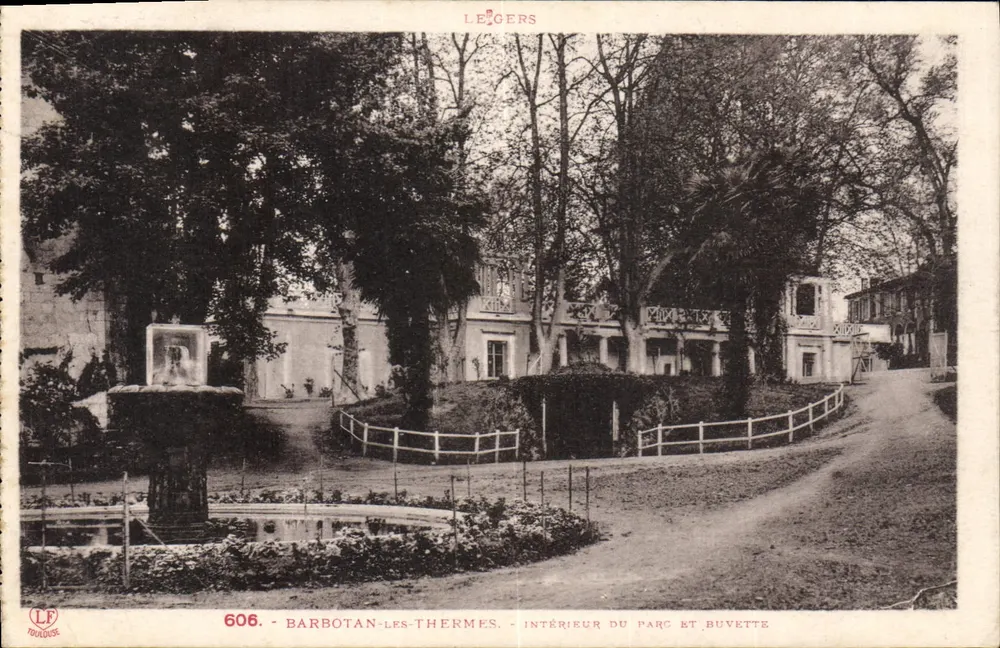 Barbotan-les-Thermes — Innenansicht des Parks und der Getränkebar — Éditions Loubouche frères, n° 606 - Vorderseite
