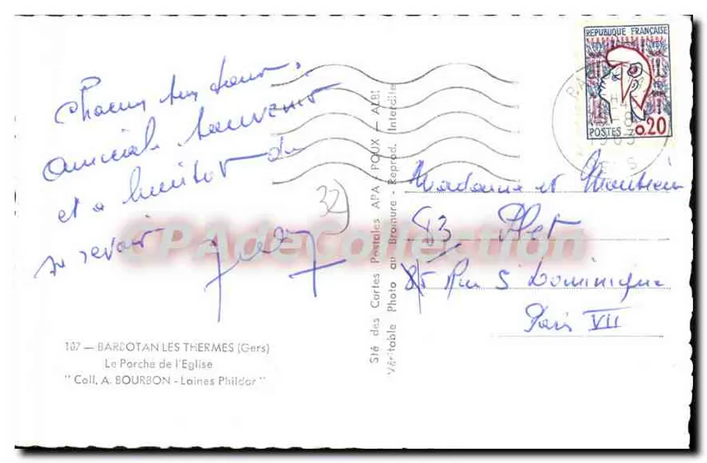 O Porche da Igreja — Bardeton-les-Thermes (Gers) — editor APA, n° 137 - Verso