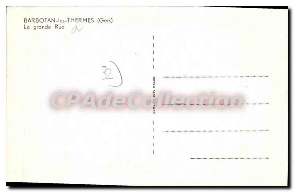 Barbotan-les-Thermes — A grande Rue — Comliers Imp. Macon - Verso