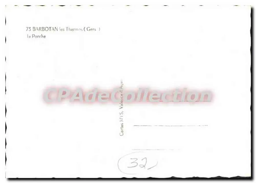 Porta de Barbotan-les-Thermes — entrada monumental com relógio — editor M.Y.S. n°32 - Verso