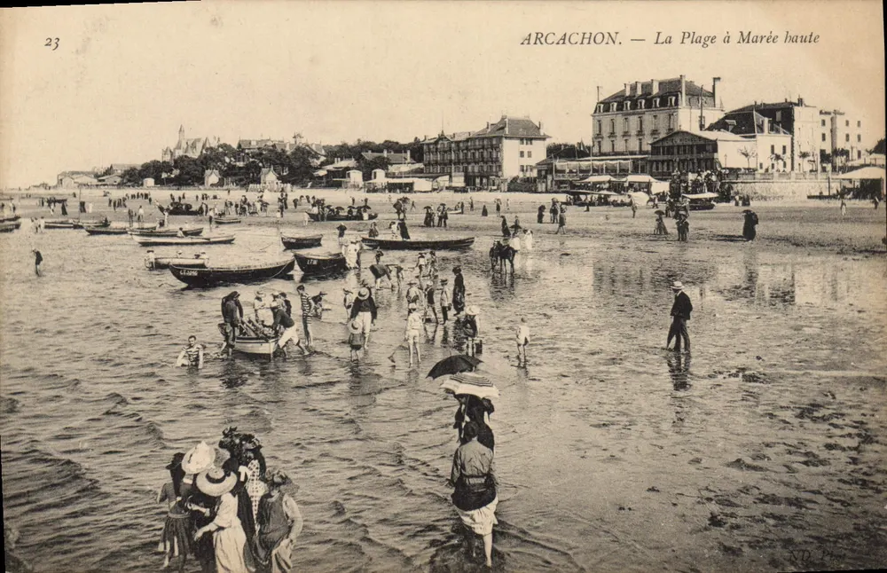 Arcachon — A Praia com Maré Alta — S.D. Pl. n°23 - Frente