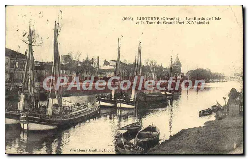 Libourne (Gironde) — Die Ufer der Isle und die Turm des Grand Port (14. Jahrhundert) — Vve Henry Guillier - Vorderseite