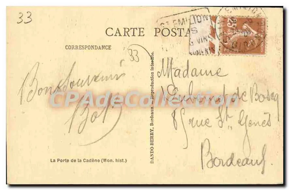 Saint-Émilion — Porta da Cadène — Dando-Berry, Bordeaux - Verso