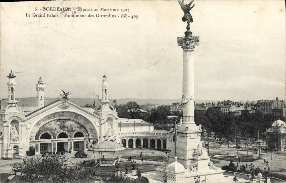 Bordeaux - Exposição Marítima 1907 - O Grande Palácio - Monumento dos Girondinos - BR-409 - Frente