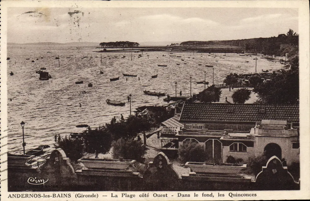 ANDERNOS-LES-BAINS (Gironde) — A Praia do Lado Oeste — No fundo, os Quinconces — Editor Cim - Frente