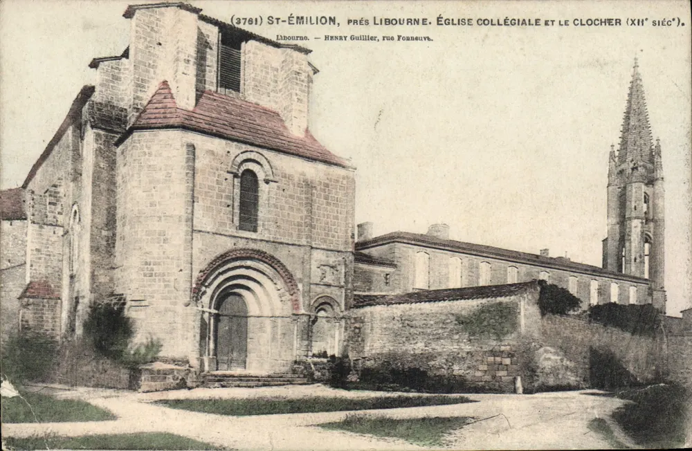 St-Émilion, in der Nähe von Libourne — Kollegiatkirche und Turm (12. Jahrhundert) — Henry Guillier, rue Forneuve - Vorderseite