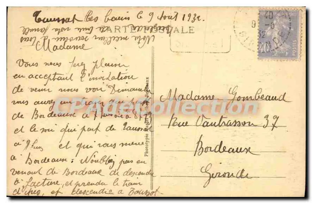 Tausset-les-Bains (Gironde) — Chegada à praia por um dos caminhos sob as árvores — M. D. n°97 - Verso