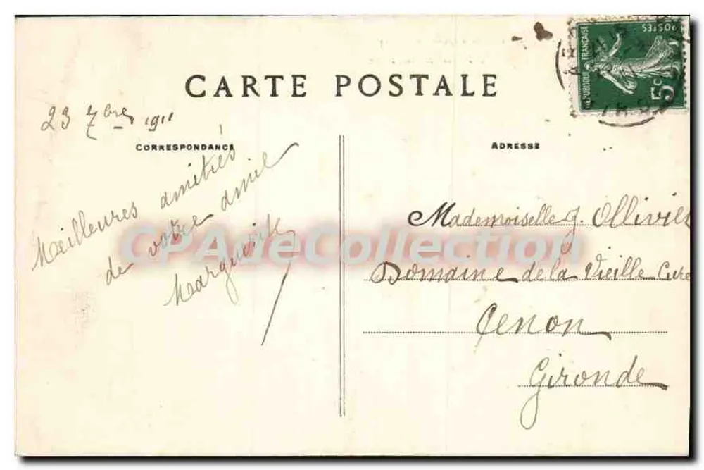 Arcachon-Moullleau — Praia em frente ao Sanatório — Foto Y. 1907 - Verso