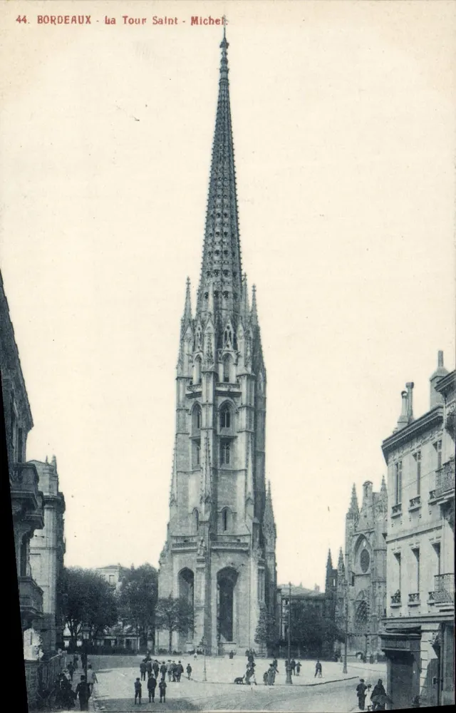 Bordeaux - a Torre Saint-Michel — vista da flecha gótica — Phototypie L. Béreux Bordeaux - Frente