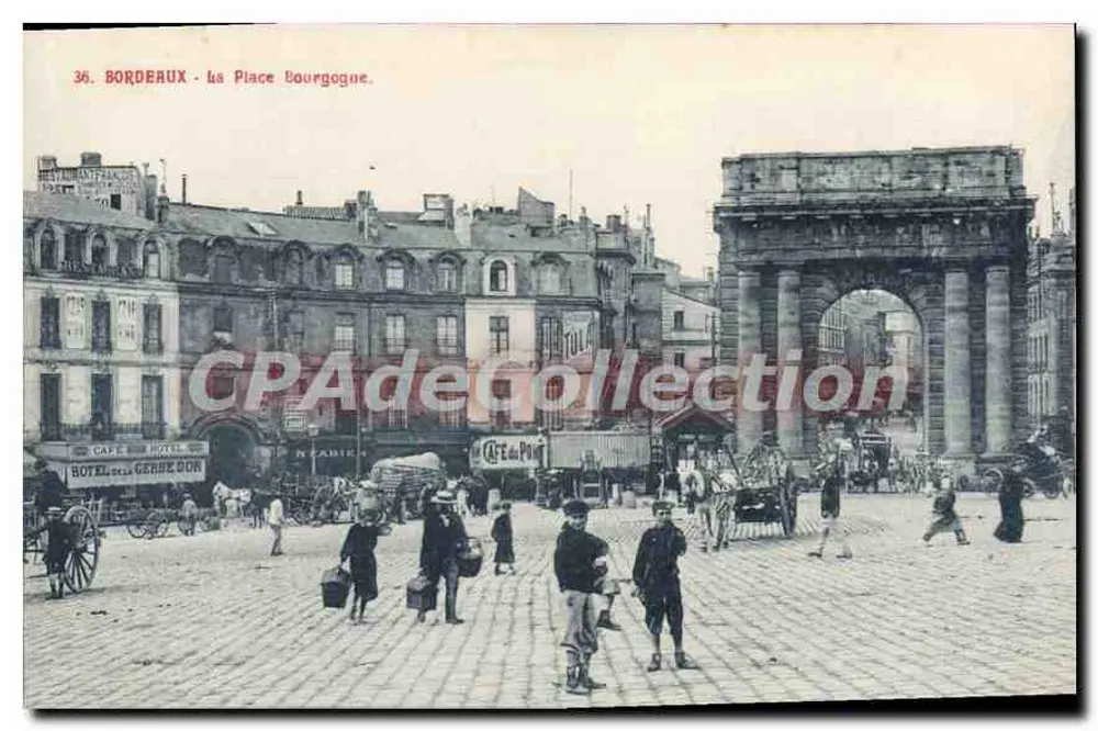 Bordeaux - A Place Bourgogne — vista do arco do triunfo e dos edifícios circundantes, editor não identificado, n° 36 - Frente