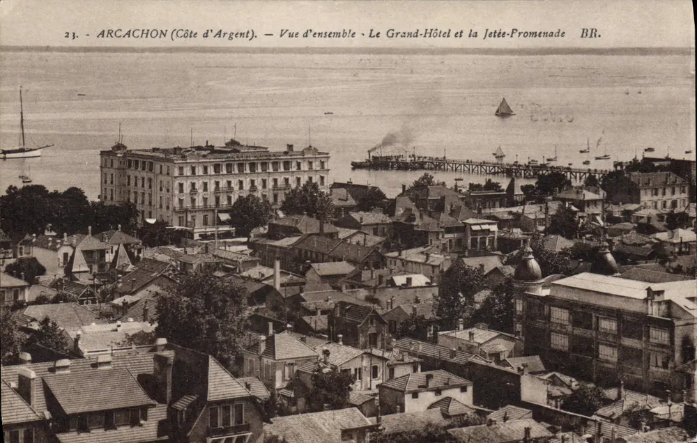 Arcachon (Côte d'Argent) — Übersicht — Das Grand-Hôtel und die Jetée-Promenade — BR. - Vorderseite