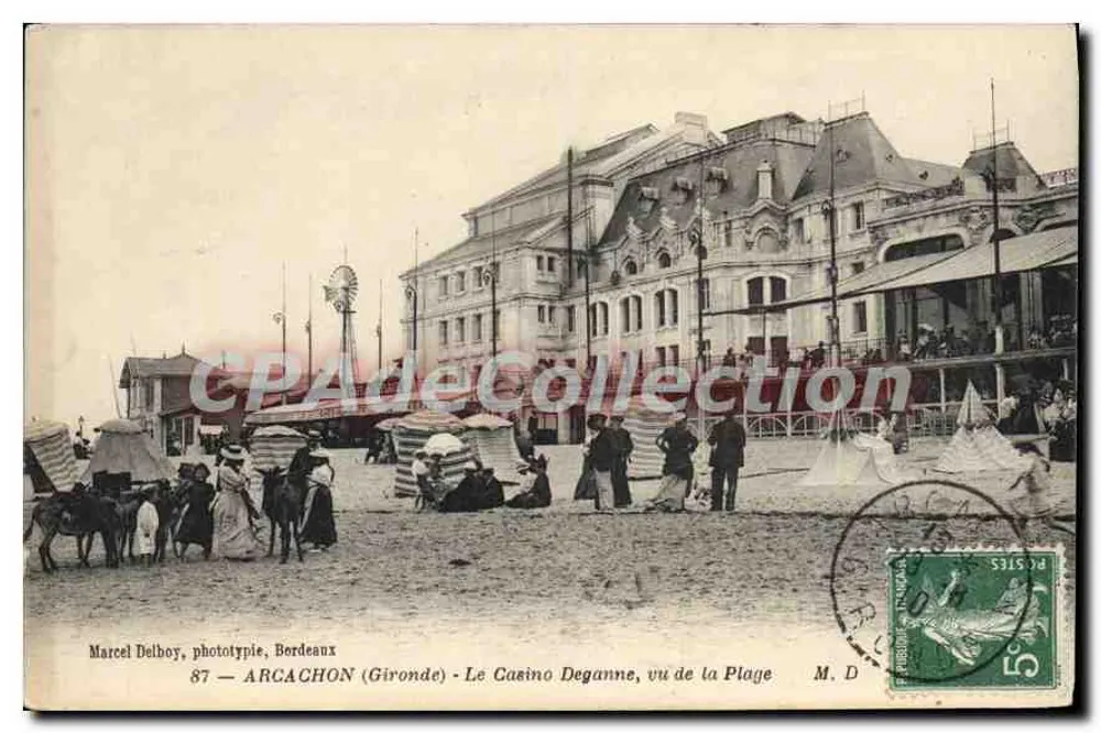 Arcachon (Gironde) - Das Deganne-Casino, vom Strand aus gesehen - Marcel Delbouy, phototype, Berdeaux, Nr. 87 - Vorderseite