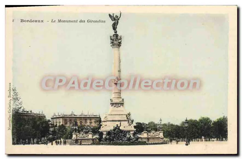 Bordeaux - O Monumento dos Girondinos — editor Nouvelle Galerie, Bordeaux, n°8 - Frente