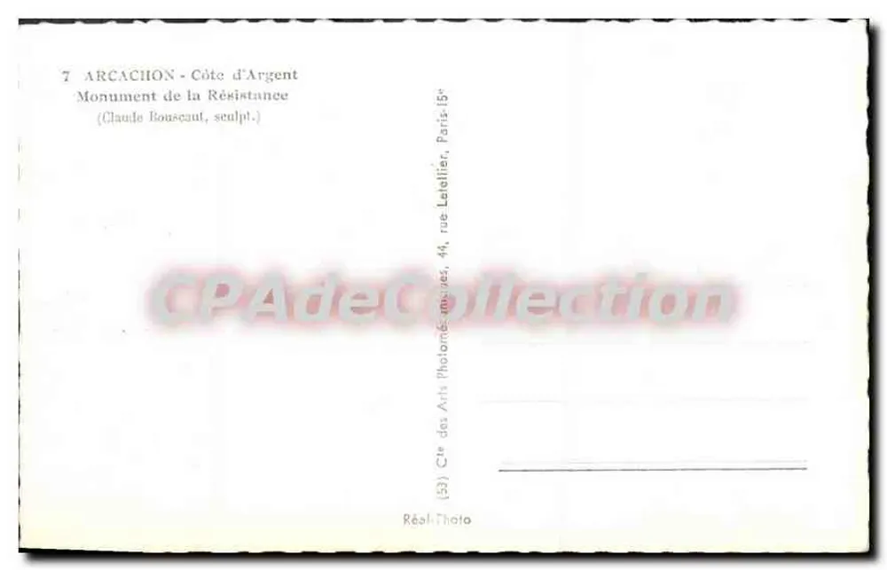 Arcachon - Côte d'Argent - Monumento da Resistência — (Claude Bouscant, escultor) - Verso