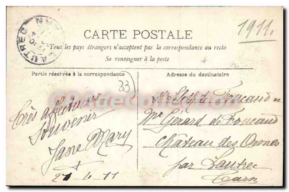 Bordeaux — A Porta de Jeaux — editor Delatour-Bramoure N.6 - Verso