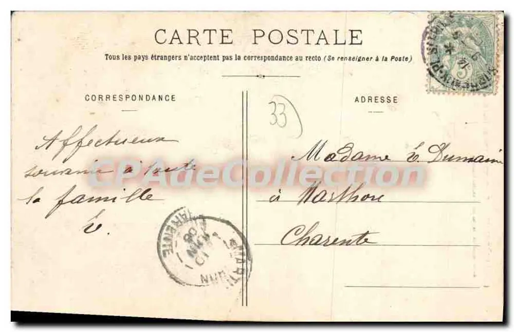 Verdelais — Turm und Kirche Notre-Dame de Verdelais — Henry Guillier, 31, 42 bis und 44, rue Poidemer - Rückseite