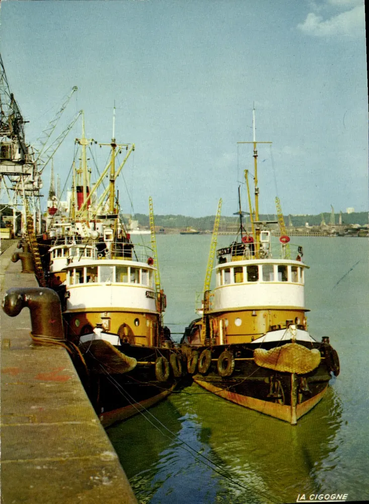 Dois rebocadores no porto de Bordeaux — A Cigogne — Edições LA CIGOGNE, Bordeaux - Frente
