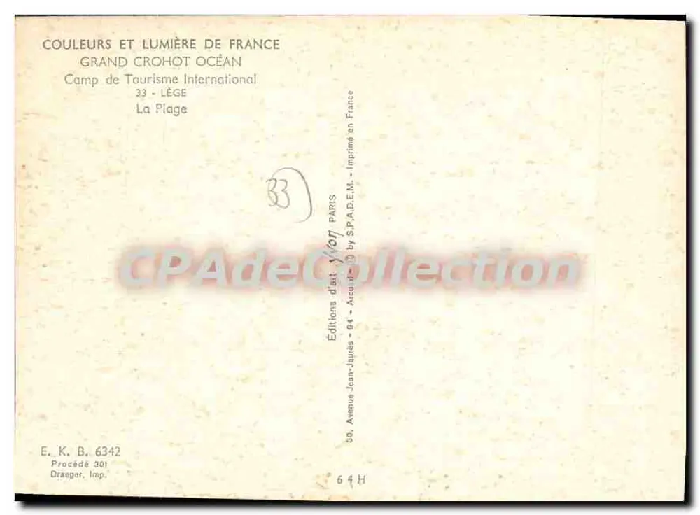 Grand Crohot International — Tourismuslager — Der Strand — Éditions Jean-Jaurès - Rückseite