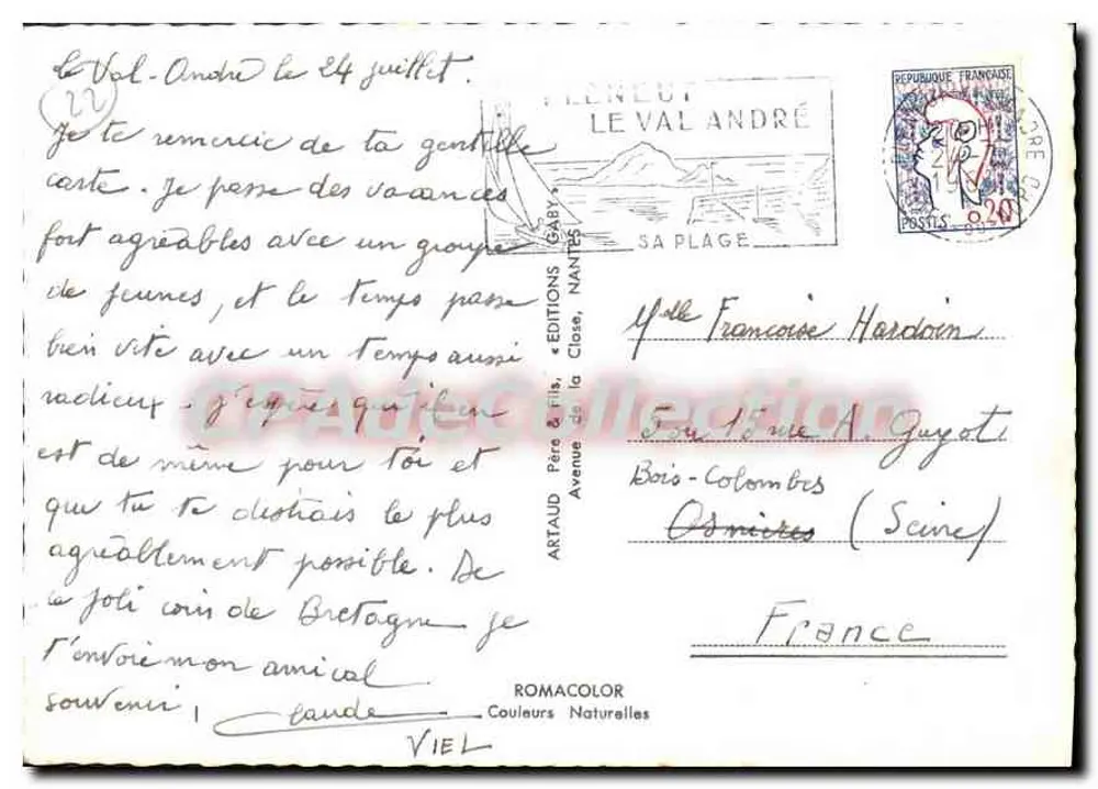 O Val-André — Lembrança do Val-André — Edições Gaby, Nantes - Verso