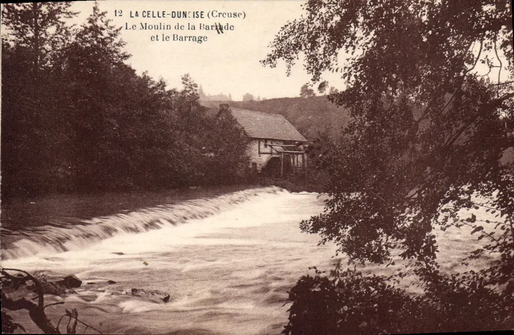 La Celle-Dunçise (Creuse) — O Molino da Barrade e o Barragem — R. Dorange editor, Tours - Frente