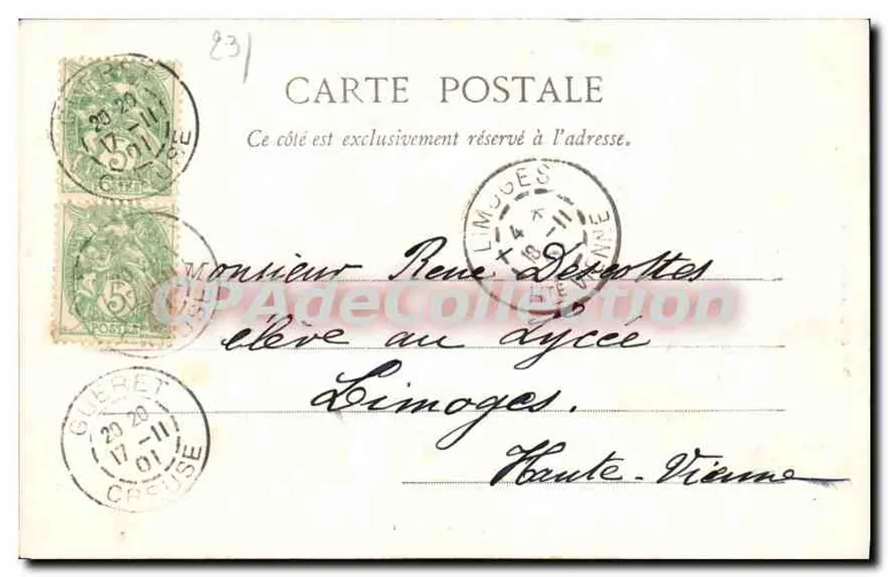 Les Rochers d'Anzême, perto de Guéret — A. de Nussac, edição Gaudard - Verso
