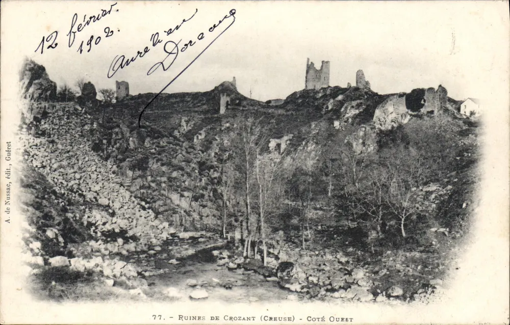 Ruínas de Crozant (Creuse) — Lado Oeste — A. de Nussac, edit. Gudret - Frente