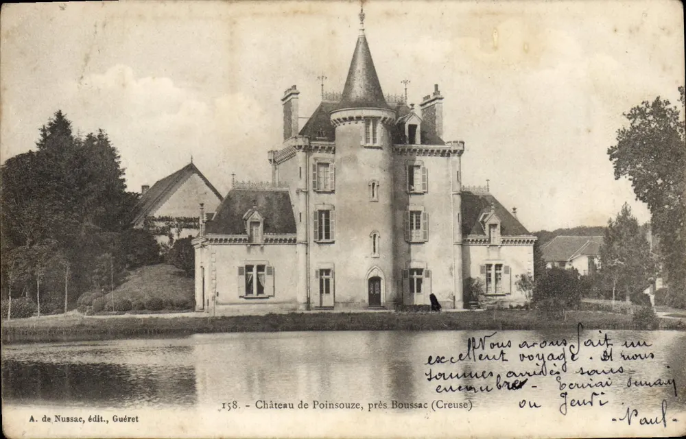 Schloss Poinssouze, nahe Boussac (Creuse) — A. de Nussac, Verlag, Guéret — Nr. 158 - Vorderseite
