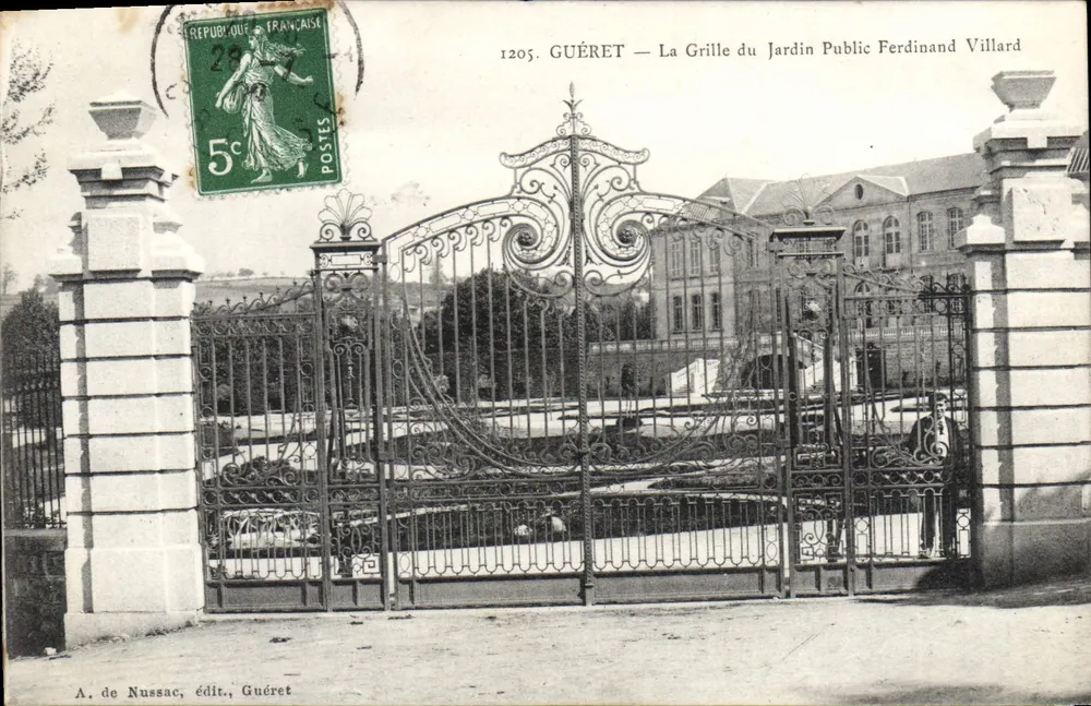Guéret — Das Tor des öffentlichen Gartens Ferdinand Villard — A. de Nussac, Verlag, Guéret - Vorderseite