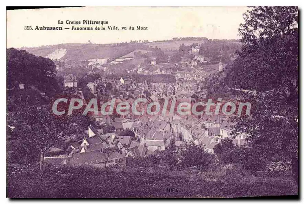 Aubussen — Panorama der Stadt, vom Berg aus gesehen — La Creuse Pitteresque, n°355 - Vorderseite
