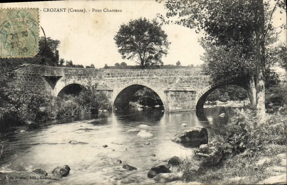 Crozant (Creuse) - Pont Charreau — A. de Nussac, editora, Guéret - Frente