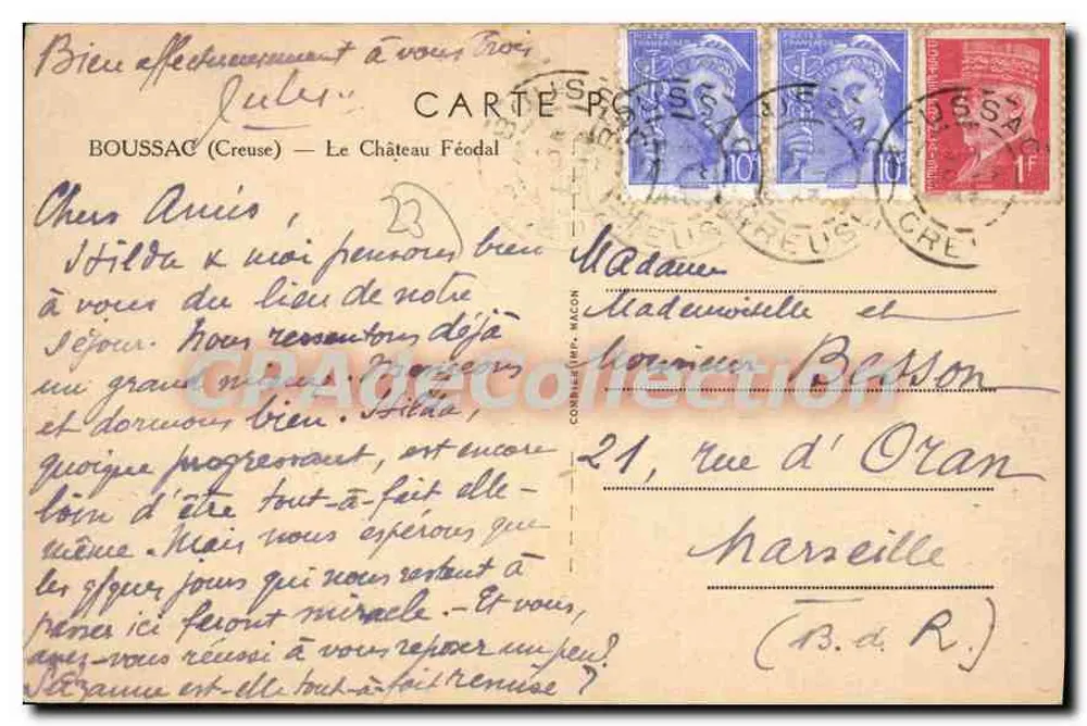 Feodale kasteel — Boussac (Creuse) — Uitgever Divo - Achterkant