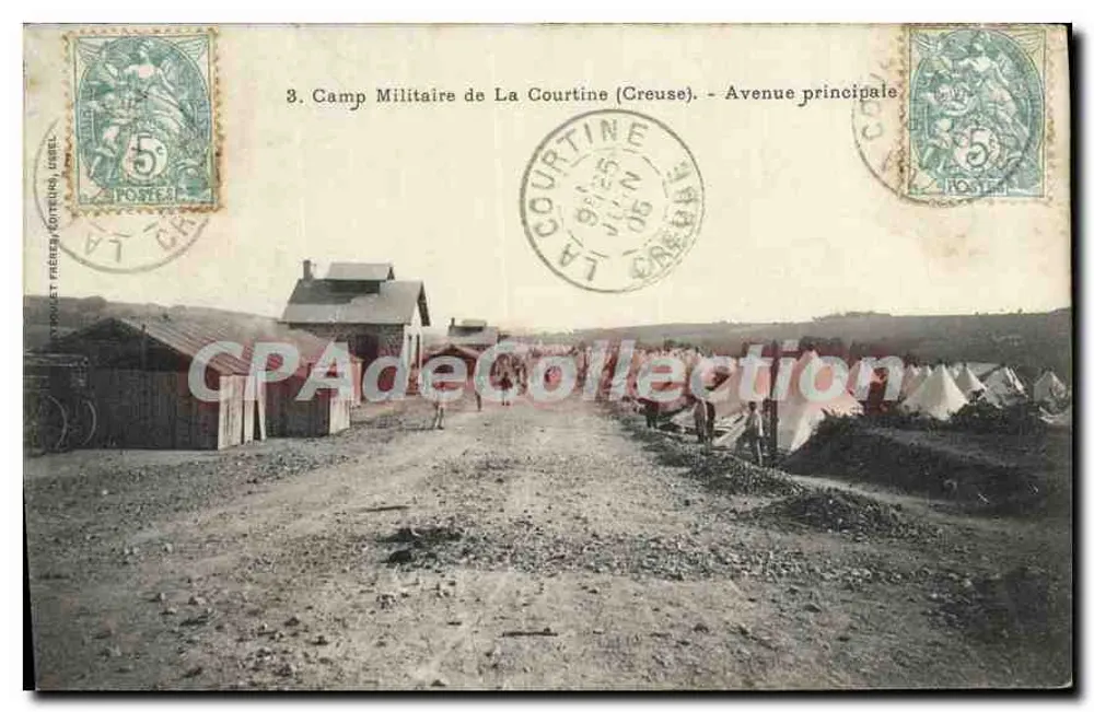Militärstützpunkt La Courtine (Creuse) — Hauptstraße — Verlag: P. G. L. (Drucker) — Nr. 3 - Vorderseite