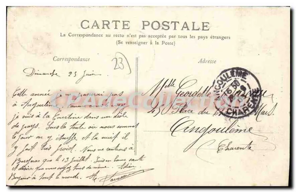Militärstützpunkt La Courtine (Creuse) — Hauptstraße — Verlag: P. G. L. (Drucker) — Nr. 3 - Rückseite