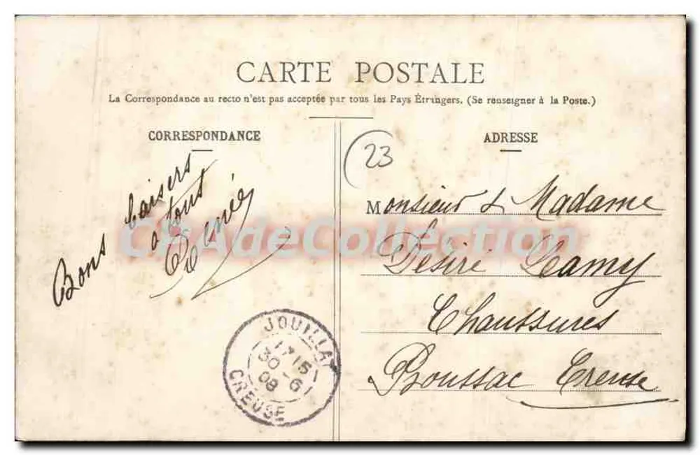 Viaduto de GLENIC, perto de Chérech (Creuse) — A. de Nussac, edição Gueret - Verso