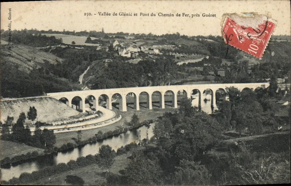 Tal der Glénic und Eisenbahnbrücke in der Nähe von Guéret — Verlag: L. Nata, Guéret — Nr. 250 - Vorderseite
